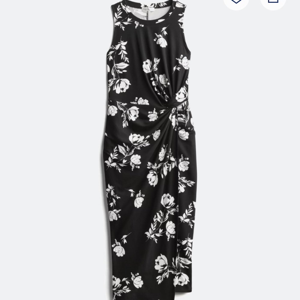 Nine Britton Black and White Floral Midi Dress